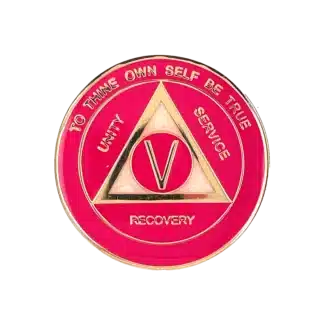 AA Hot Pink Tri Year / Birthday Medallion