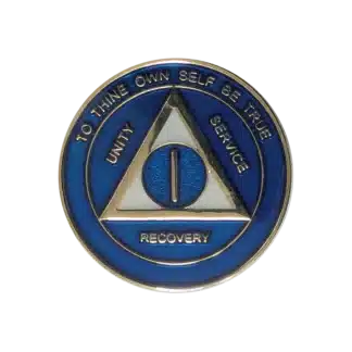 AA Blue Tri Year / Birthday Medallion