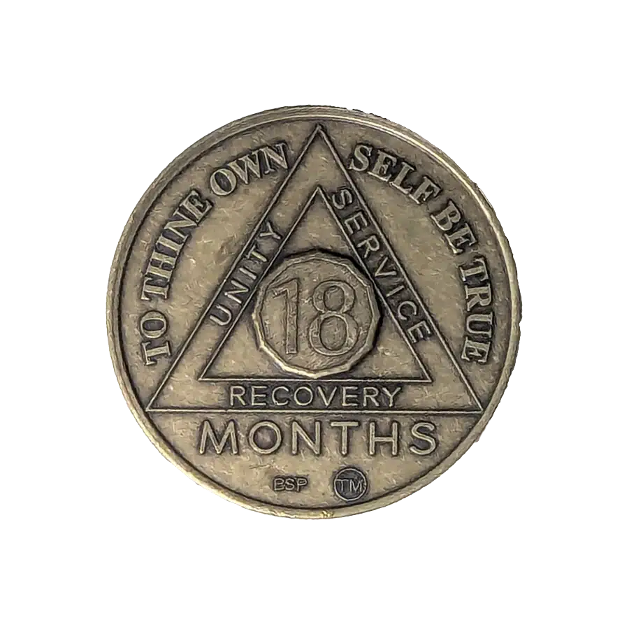 AA Bronze 18 Months sobriety medallion