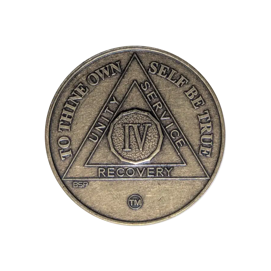 AA Bronze 4 Year Sobriety Medallion
