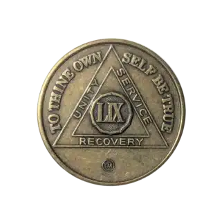 AA Recovery token with unity symbol celebrating 59 year