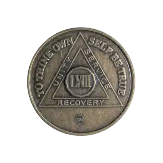 AA Recovery token with unity symbol celebrating 58 year