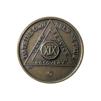 AA Bronze 19 Year Sobriety Medallion