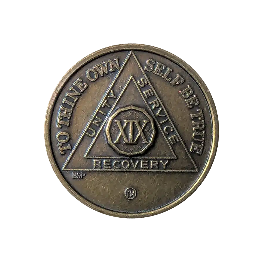 AA Bronze 19 Year Sobriety Medallion