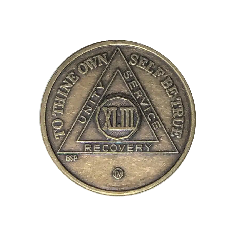 AA Bronze 43 Year Sobriety Medallion