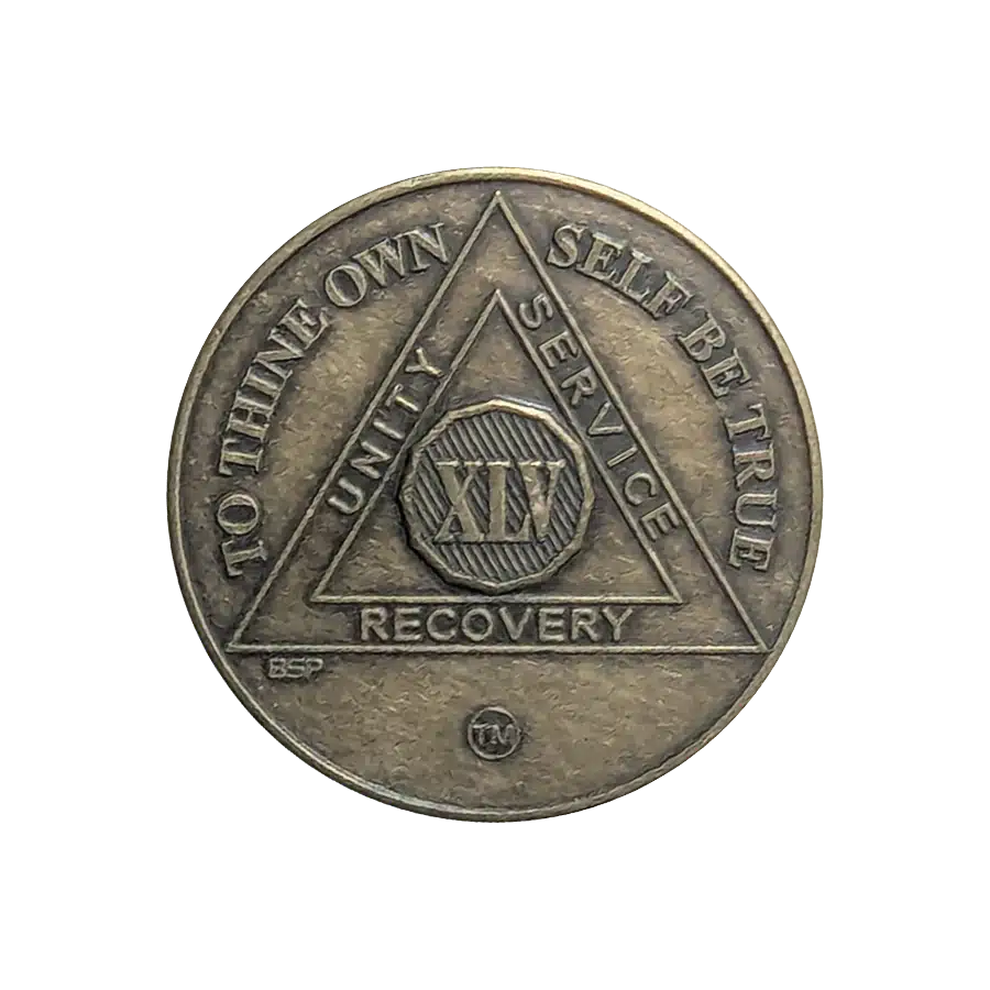 AA Bronze 45 Year Sobriety Medallion