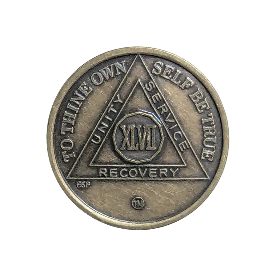 AA Bronze 47 Year Sobriety Medallion