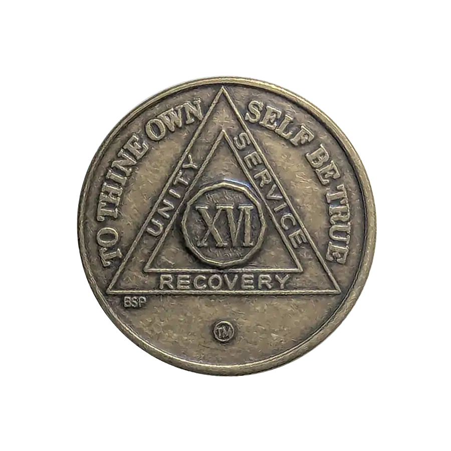 AA Bronze 16 Year Sobriety Medallion