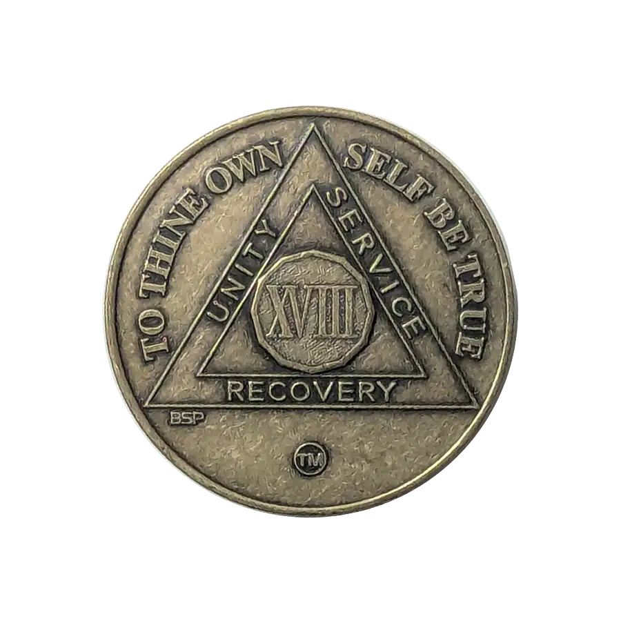 AA Bronze 18 Year Sobriety Medallion
