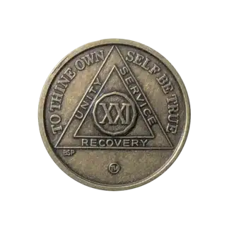 AA Bronze 21 Year Sobriety Medallion
