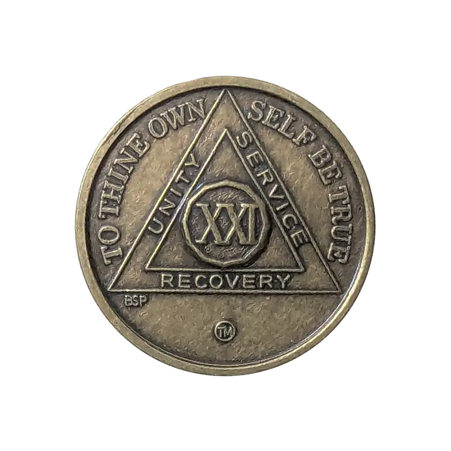 AA Bronze 21 Year Sobriety Medallion