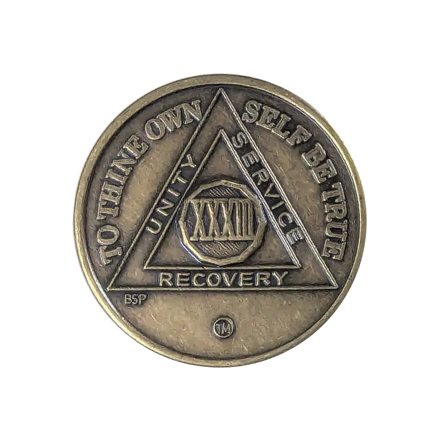AA Bronze 33 Year Sobriety Medallion