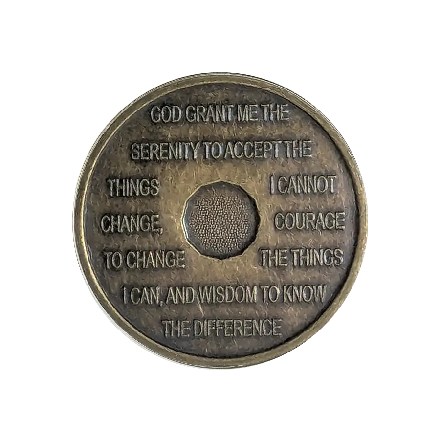 AA Sobriety Medallion reverse of coin