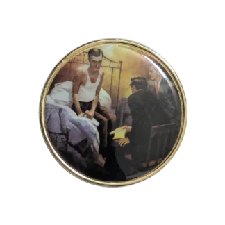 AA Number 3 Man on a bed enamel medallion