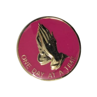 Pink & Gold Praying Hands Coin /Medallion