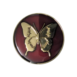 Crimson & Gold Tri Butterfly Coin/Medallion