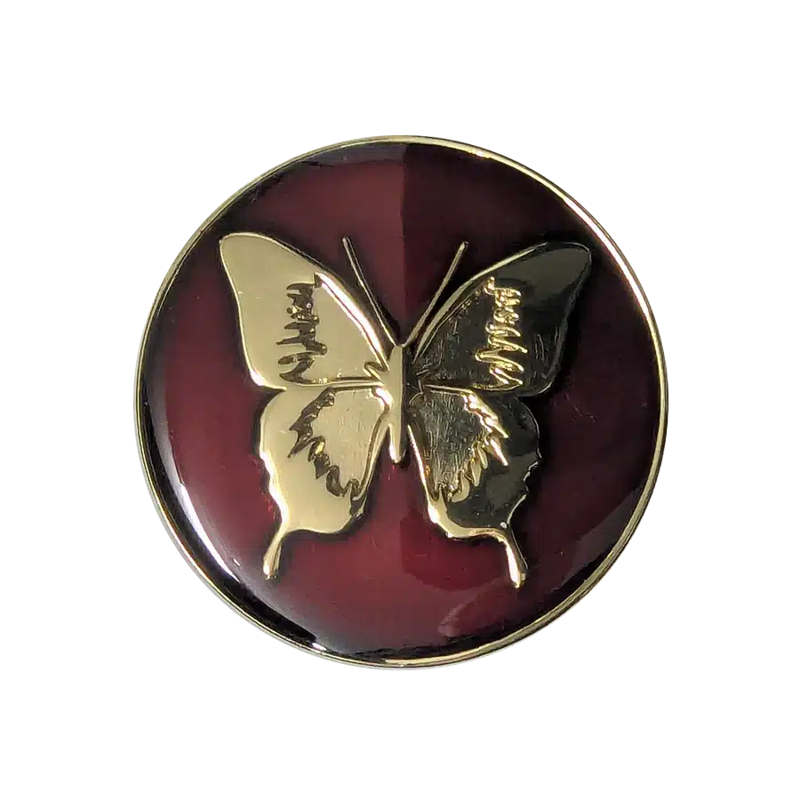 Crimson & Gold Tri Butterfly Coin/Medallion