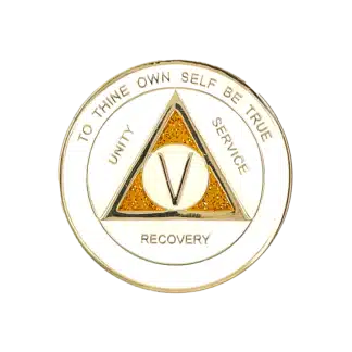 AA White/Gold Tri Year / Birthday Medallion