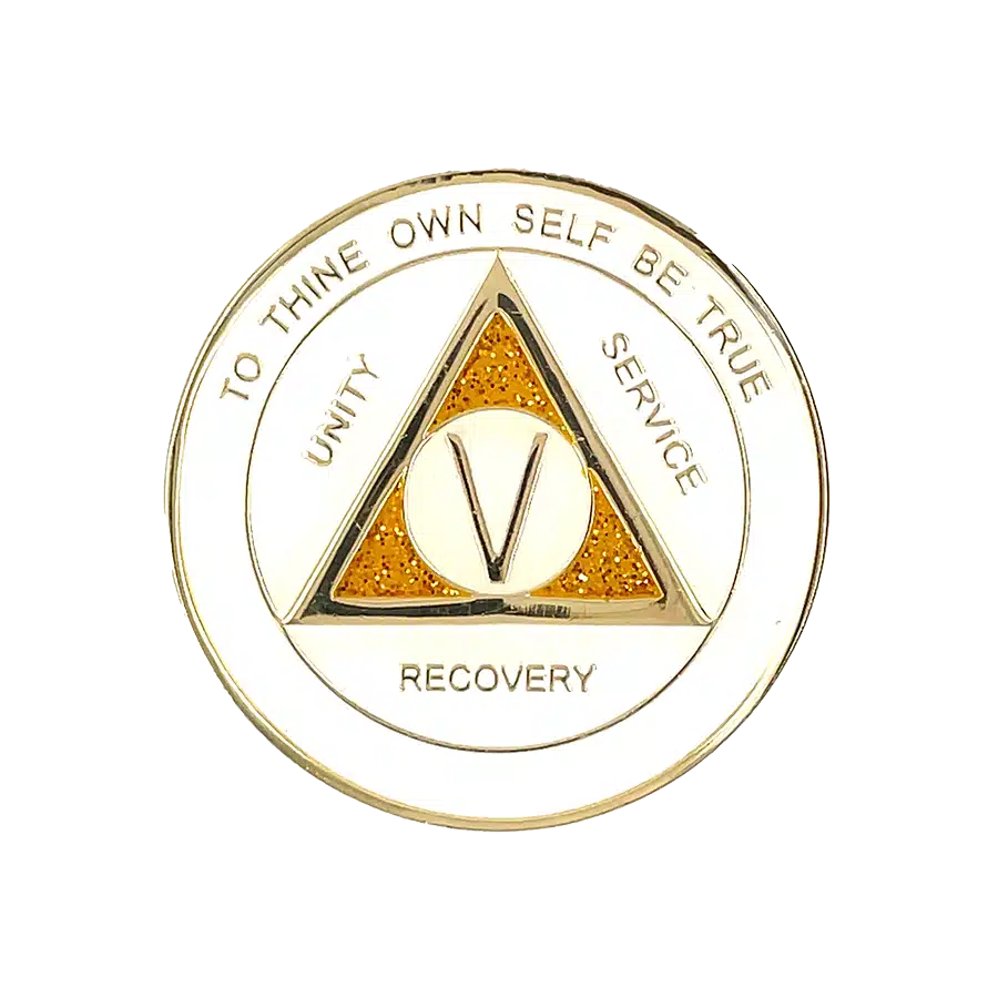 AA White/Gold Tri Year / Birthday Medallion