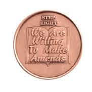 AA Step Eight coin – sobriety medallion for Alcoholics Anonymous, featuring ‘We Are Willing to Make Amends,’ representing forgiveness, responsibility, and recovery progress