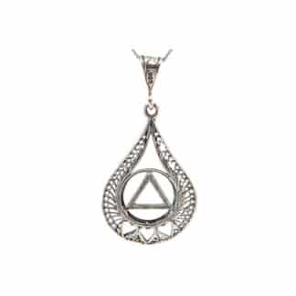 Sterling Silver AA Heart Filigree Teardrop Necklace