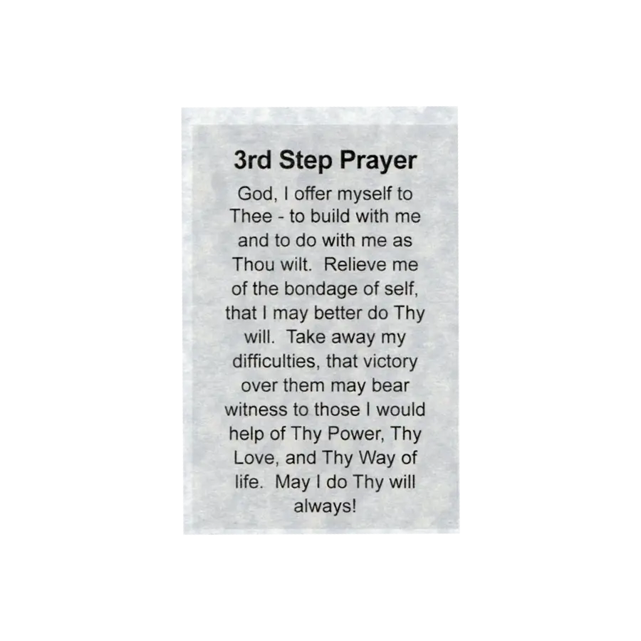 Third step Prayer Wallet card