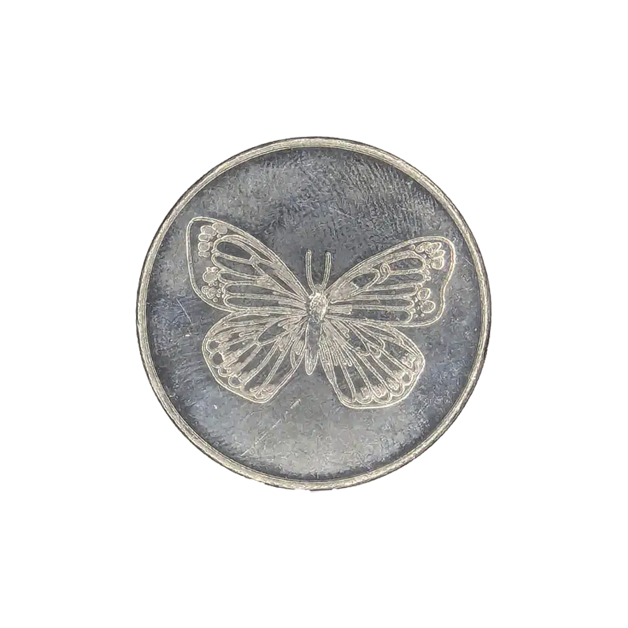 Silver coloured Aluminium Butterfly affirmation chip AA chip/coin