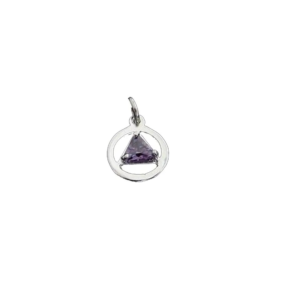 Small AA Amethyst circle triangle pendant