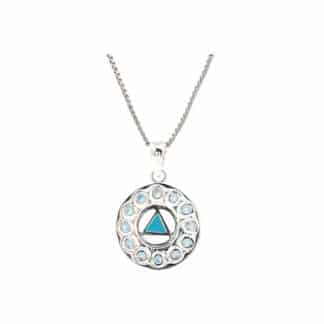 Sterling Silver AA Baby Blue Enamel CZ Necklace