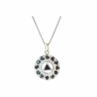 Sterling Silver AA Black Enamel CZ Necklace