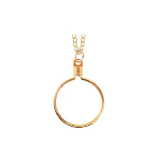 Gold Effect Plated Bezel Necklace - Minimalist round pendant holds sobriety chips or medallions