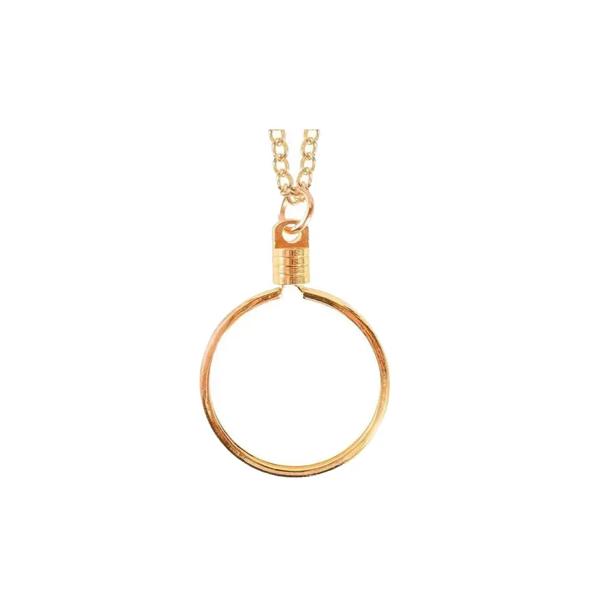 Gold Effect Plated Bezel Necklace - Minimalist round pendant holds sobriety chips or medallions